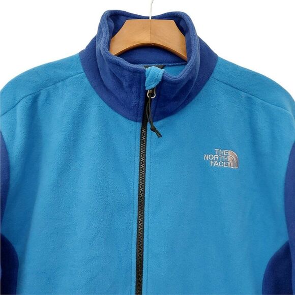 The North Face Jacket Mens Large Blue Fleece Full Zip Mock Neck Outdoor Travel - Picture 2 of 11